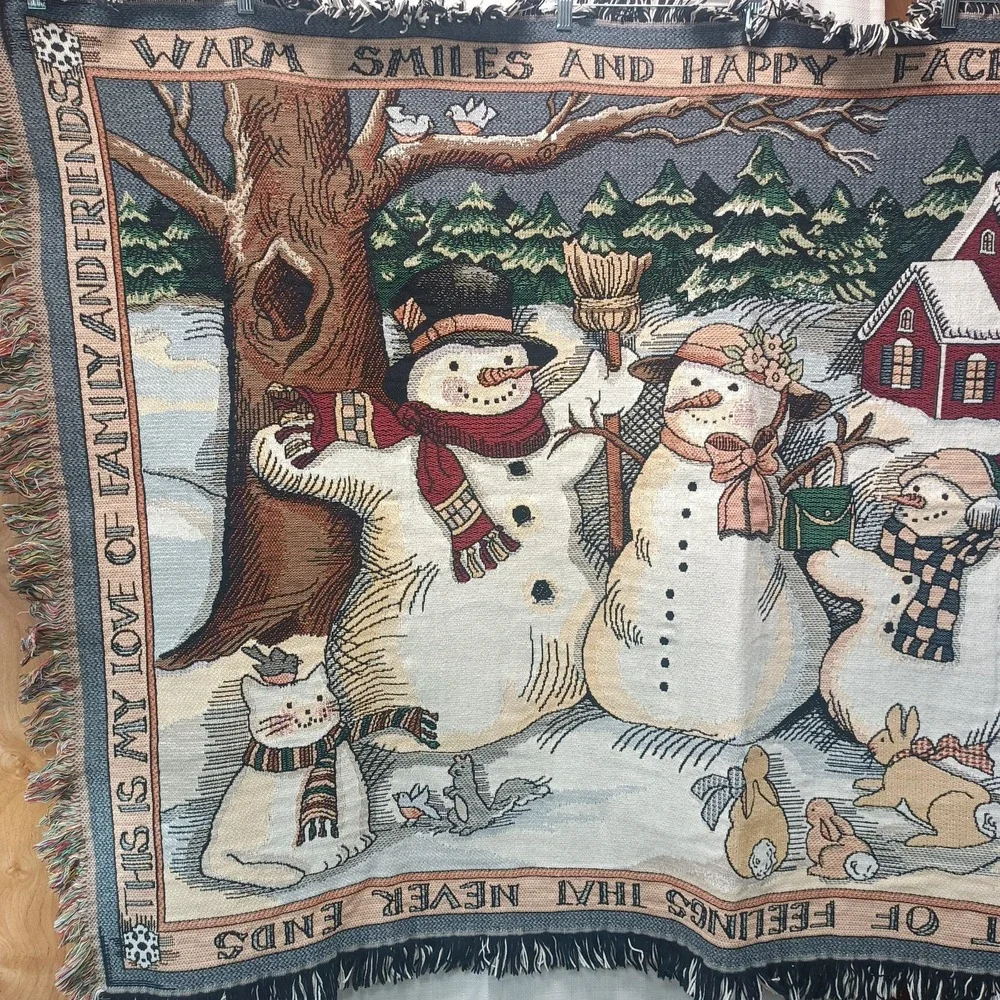 Goodwin Weavers Snowman‎ Tapestry Christmas Throw Blanket 60"X40" S. Winget - Picture 2 of 4